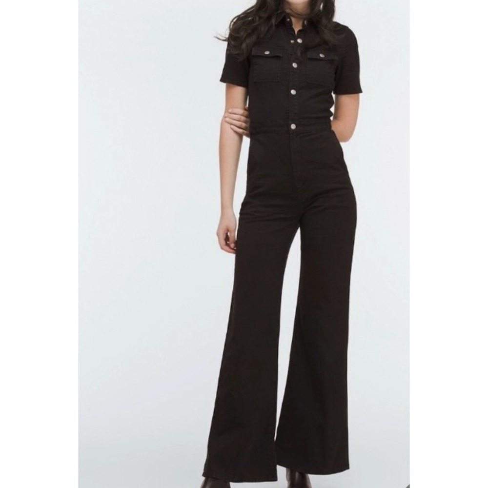 AG Adriano Goldschmied Florence Denim Jumpsuit Womens S Black Utility One Piece